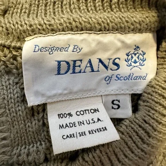 Deans of Scotland vintage beige cotton knit short sleeve top size S - Picture 4 of 5